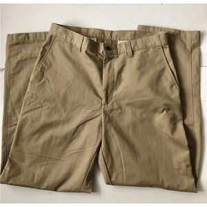 HAGGAR MEN'S DRESS PANTS SIZE 34 X 32 FLAT FRON 4 POCKETS KHAKI 100% COTTON WGOT